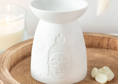 White Ceramic Buddha Face Oil Burner