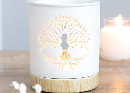 White Tree of Life Cut Out Oil Burner