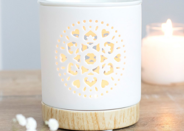 White Mandala Cut Out Oil Burner