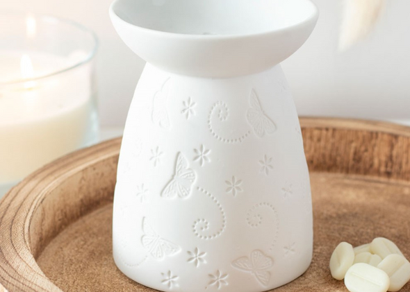 White Ceramic Butterfly Oil Burner