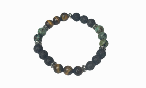 Natural Lava Stone AfricanTurquoise Yellow Tiger Eye Bracelet