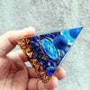 Pyramid Crystal Healing with lapis lazuli and yin yang. Deep blue orgone