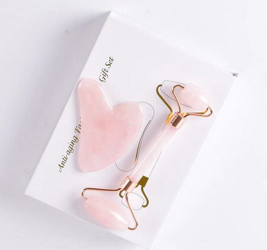 Rose Quartz / Facial Roller and Gua Sha Set Facial Massager gift box