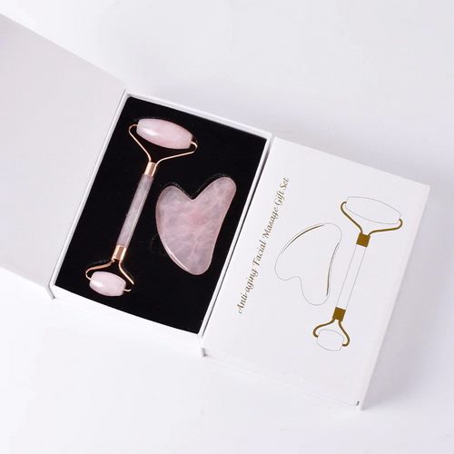 Rose Quartz / Facial Roller and Gua Sha Set Facial Massager gift box